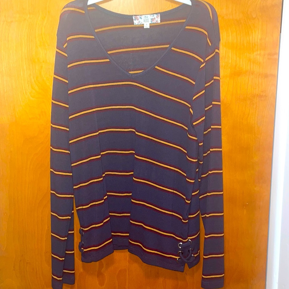 Pink Rose striped long sleeve sweater!